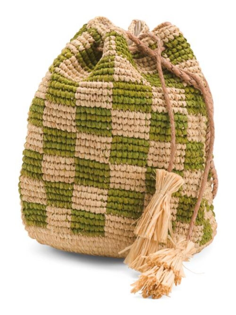 MAR Y SOL Small Lilith Hand Crocheted Raffia Crossbody With Leather Strap